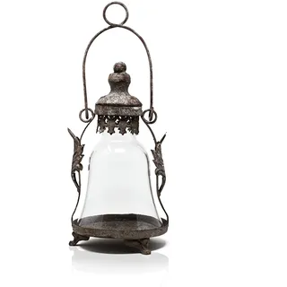 Blümelhuber Windlicht Glas Laterne - Rost Deko für Garten oder für Drinnen - rostige Gartenleuchte zum Stellen oder Hängen
