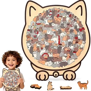 Katzenpuzzle, Katzen Puzzle Holz, Holzpuzzle Katze, Kreatives Puzzle Holz Geschenk für Katzenliebhaber, Heimdekoration, Für Erwachsene und Kinder geeignet