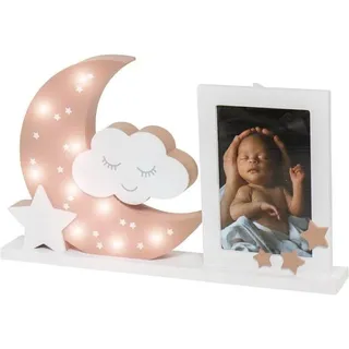 Dooky Fotorahmen mit LED-Mondlicht Beige/Rosa 34x34 cm 1 St.