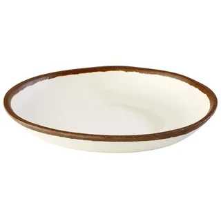 APS 84575 Teller CROCKER, Ø 20,5 cm, Höhe 3 cm, 0,5 Liter, Melamin, creme mit braunem Rand