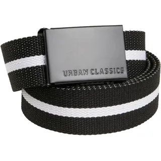 URBAN CLASSICS Unisex Canvas Belt black white stripe/black, one size