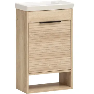Schildmeyer MÖBELPARTNER Waschbecken mit Unterschrank Mads 159075 weiß-eiche 45,5 x 27,0 x 5,0 cm