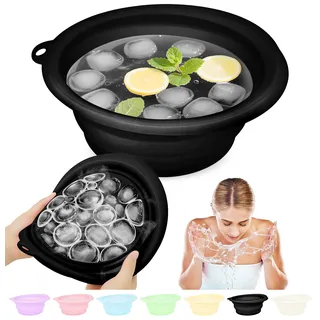Musiwanna Face Ice Bath Bowl, Faltbares Eiswürfel für Gesicht, Silikon Schüssel für Gesicht Eisbad, Facial Ice Bath Washbasin Eingebaute Eiswürfelschale für den Heimgebrauch oder Unterwegs
