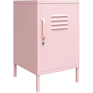 Cache Metall-Beistelltisch Zartrosa, 37 x 40 x 69 cm, Nachttisch mit Spindtür und 2 Ablagefächern, Metall-Side-Table im Industrial Design für Schlafzimmer, Wohnzimmer und Home Office