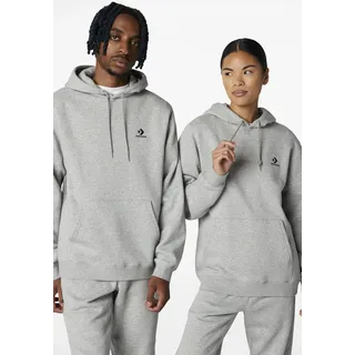 Kapuzensweatshirt CONVERSE "EMBROIDERED STAR CHEVRON BRUSHED BACK FLEECE HOODIE", Damen, Gr. XXS, grau (vintage grau heather), angeraute Sweatware, Obermaterial: 80% Baumwolle, 20% Polyester, Rippbündchen, Sweatshirts Kapuzensweatshirt, Unisex