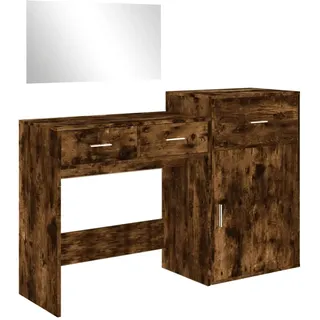vidaXL 3-tlg. Schminktisch-Set Räuchereiche Holzwerkstoff - Braun