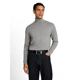 Rollkragenpullover TOM TAILOR, Herren, Gr. M, grau (knit grau melange), Strick, Obermaterial: 100% Baumwolle, regular fit hüftbedeckend, Rundhals, Flachstrickbündchen, Pullover Rollkragenpullover, im Strick-Design