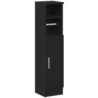 vidaXL Badezimmerschrank mit Rollenhalter Schwarz 20,5x22x90 cm