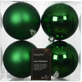 Weihnachtskugeln Kunststoff 10cm 4 Stück - klassisch & bruchsicher - Christbaumkugeln Weihnachtsbaumkugeln für Weihnachten - Christbaumschmuck & Weihnachtsbaumschmuck - Jolly grün