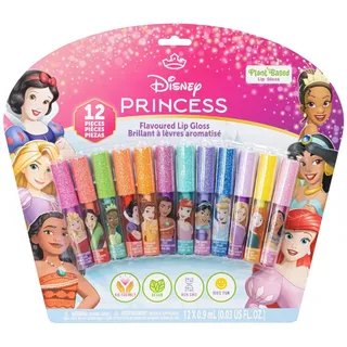 Disney Princess 12-teiliges Set, Lipgloss auf Pflanzenbasis, Erstes Make-up-Set für Mädchen, Perfekt für Partys, Pyjama-Partys, Ab 3 Jahren, von Townley Girl