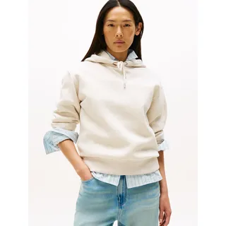 Kapuzensweatshirt TOMMY HILFIGER "MDRN REG CORP LOGO HOODIE", Damen, Gr. XL (42), heather oatmilk, Sweatware, Obermaterial: 63% Baumwolle, 37% Polyester, meliert, regular fit hüftlang, Bündchen, Sweatshirts Kapuzensweatshirt, mit gesticktem Logo-Schriftzug