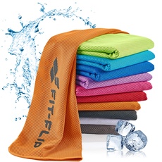 Fit-Flip Kühlendes Handtuch - als cooling towel und mikrofaser Kühltuch - kühlendes Sporthandtuch - Airflip towel für Fitness und Sport - Ice towel Kühlhandtuch (orange, 120x35cm)