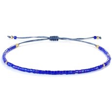KELITCH Miyuki Perlen Freundschaftsbänder Dünne Seil Armbänder Frauen Handgefertigte Wickelarmbänder Schmuck (Blau 04T)