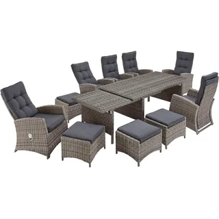 Garten-Essgruppe KONIFERA "Monaco", grau, Polyrattan, Sitzmöbel-Sets, Garten-Essgruppe, für 10 Personen Aluminium, Polyrattan, Rückenlehne verstellbar
