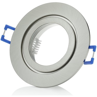 Sweet Led Einbaurahmen inkl. GU10 Fassung 230V IP44 Einbauleuchten-Rahmen Aluminium Einbauspots fürs Bad Möbelleuchten downlight spot – rund, Chrom gebürstet