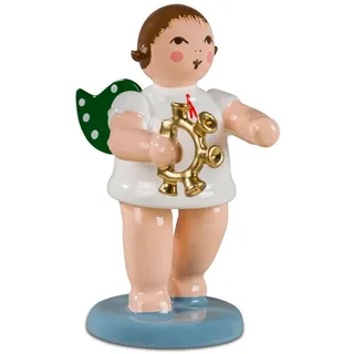 Engel mit Glockenkranz ohne Krone Höhe ca 6,5 cm NEU Holzengel Weihnachtsfigur