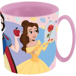Tataway Disney Princess Jasmine Rapunzel Schneewittchen Belle rosa Plastikbecher für Mädchen 350 ml mikrowellengeeignet