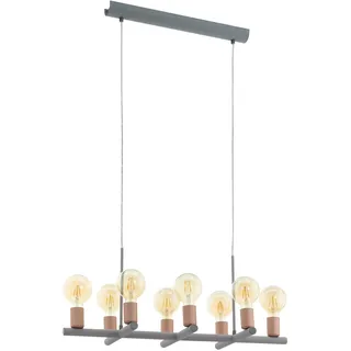 EGLO Pendelleuchte Adri 1, 8 flammige Hängelampe Vintage, Industrial, Hängeleuchte aus Metall in Grau, Roségold, Esstischlampe, Wohnzimmerlampe hängend mit E27 Fassung, L 78,5 cm