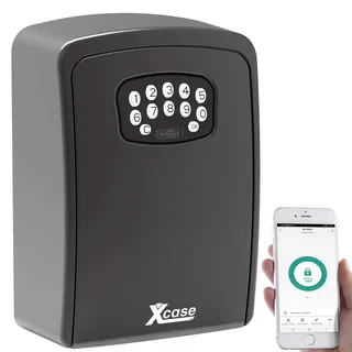 Xcase Schlüsselsafe: Mini-Schlüssel-Safe SAF-100.app mit Bluetooth und App, IP54 (Schlüsselbox mit Code, Key Box, WLAN)