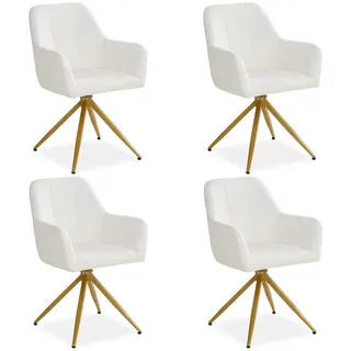 Homestyle4u Polsterstuhl Bouclé Beige drehbar 4er Set