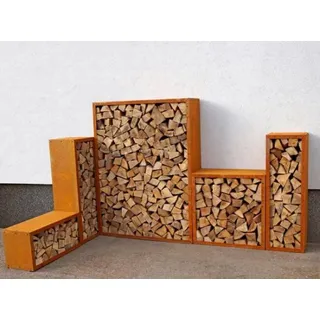 unityshops / firma doris krendl e.u. prima terra Kaminholzregal Kaminholzunterstand Brennholzregal Kaminholz Aufbewahrung Bausatz Edelrost Maße 118x118cm Tiefe 35cm