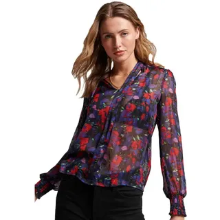 Superdry Studios Chiffon Bluse - Elizabeth Navy Print - XS