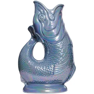 Gluckigluck Karaffe mit „Gluck-Gluck“-Geräusch 27,5/17/9,5 cm , Blaugrau , Keramik , Tiere , 1.2 L , Organisch , handgemacht , Geschirr, Kannen & Karaffen, Wasserkaraffen & Krüge