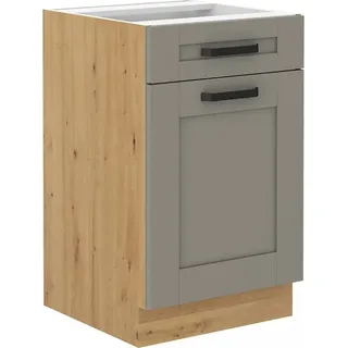 Unterschrank mit Schublade LAILI – Breite 50 cm, Hellgrau / Eiche Artisan - Hellgrau
