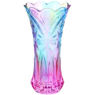 9 Zoll Blumenvase Bunt,Regenbogen Vase Kristallvase Pflanzenbehälter für Hochzeiten Weihnachten Geburtstage Bankette Mittelstücke