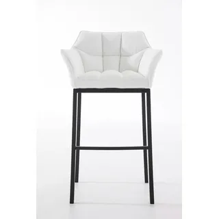 In And OutdoorMatch Barhocker Coty - Weiß/Schwarz - Kunstleder - Mit Rückenlehne und Armlehne - Ergonomisch - 1er-Set - Deluxe - Weiß