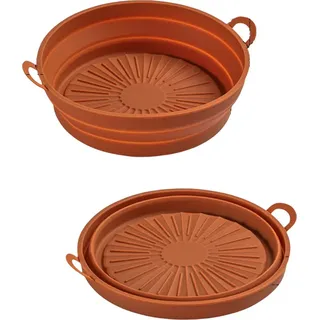 INF Zusammenklappbare runde Silikonform für Heißluftfritteusen Braun 19 cm