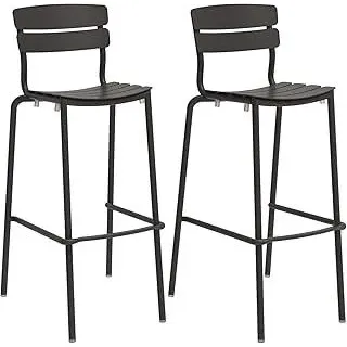 Aluminium Bar Tisch & Hocker Counter Höhe Esstisch Set Indoor Outdoor Frühstück Bar Tisch Set für Küche Wohnzimmer Büro Bar (1, 2 Barhocker (48,8x58,9x104,5cm))