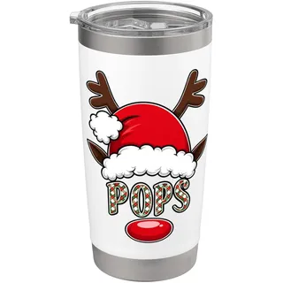 Rentier Weihnachtsmannmütze Pops Weihnachten Familie Matching Doppelwandiger Edelstahl-Thermobecher