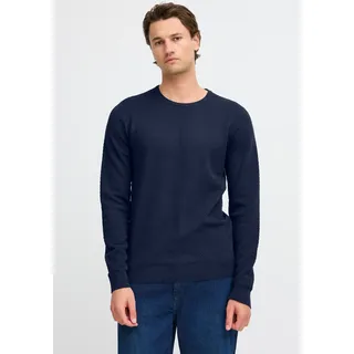 Rundhalspullover BLEND "BHREDHILL crewneck", Herren, Gr. S, blau (marineblaus), Strick, Obermaterial: 100% Baumwolle, unifarben, slim fit normal, Rundhals, Rippbündchen, Pullover Rundhalspullover, mit Markenlabel, aus Baumwolle, Slim Fit, ohne Verschluss
