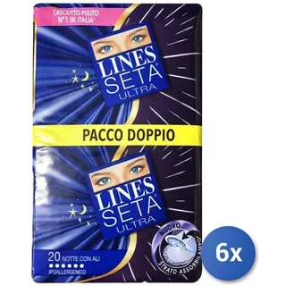 6x Lines Seide Ultra Notte Flügel 20 Stücke Saugfähig