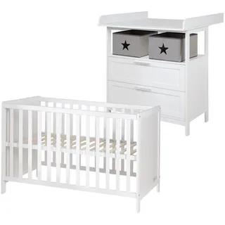 Roba Babyzimmer-Set Hamburg mit Schubladen, 2-teilig , Weiß , Holzwerkstoff , 66x76x123 cm , Babymöbel & Kindermöbel, Babyzimmer
