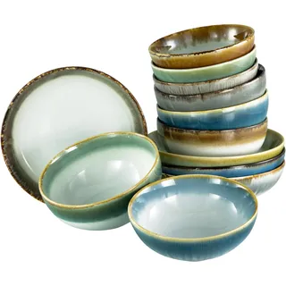 CreaTable, 24225, Serie Cascade, 12-teiliges Geschirrset für 12 Personen, Bowl Set aus Steinzeug, spülmaschinen- und mikrowellengeeignet, Qualitätsproduktion