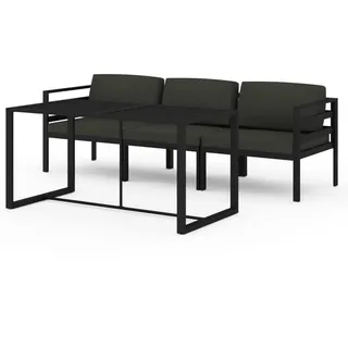 4-tlg. Garten-Lounge-Set mit Kissen Aluminium Anthrazit - Grau
