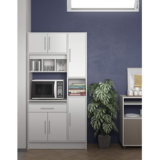 Bild Küchenbuffet »Louise«, ausziehbarer Schrank, mit Fach für eine Mikrowelle Holz weiß 88 x 180 x 40 cm