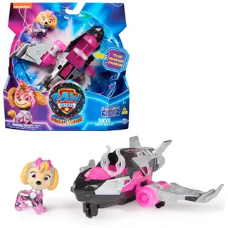 Paw Patrol Mighty Kinofilm Superhelden-Basis-Fahrzeug von Skye mit Welpenfigur 23 cm grau/pink/schwarz