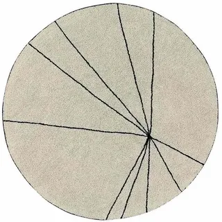 Runder Baumwollteppich mit grafischen Linien - beige - 160 Ø - Beige