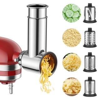 Edelstahl Slicer Shredder Aufsatz für KitchenAid Standmixer, Salatmaschine mit Gemüseschneider, Salatbereiter, Mahlpulver, Käsereibe von Cofun