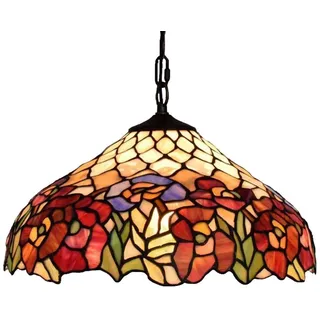 E27 Tiffany Pendelleuchte Esstisch Glas Hängelampe Höheverstellbar Vintage Esszimmer Lampen Retro Kronleuchter Wohnzimmerlampe Hängeleuchte Schlafzimmer Keller Loft Cafe Bar Deko Leuchte Ø40 cm...
