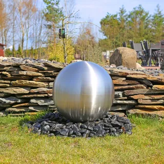 CLGarden Große Kugel aus Edelstahl 48cm Durchmesser für Gartenbrunnen Kugel matt gebürstet Wasserspiel Springbrunnen Kugelbrunnen