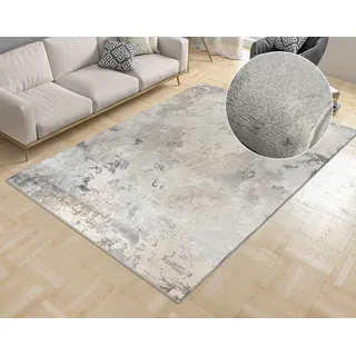 Teppich OTTO HOME "Hamar" Gr. 2, grau (hellgrau), B:70cm H:8mm L:140cm, Kunstfaser, Teppiche, Teppich, weiche Haptik, Marmor-Optik, modernes Design, Wohnzimmer