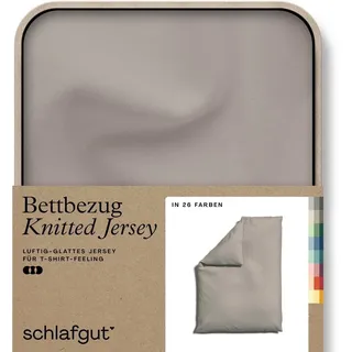 schlafgut Bettbezug Knitted Jersey uni, aus Bio-Baumwolle mit Elasthan, Reißverschluss, (1 St), bügelfrei, Mix & Match Bettwäsche: passender Kissenbezug erhältlich beige 155 cm x 220 cm