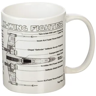 Star Wars X-Wing Fighter Sketch Unisex Tasse Standard Keramik 0,3 l Fan-Merch, Filme, 1 Stück (1er Pack)