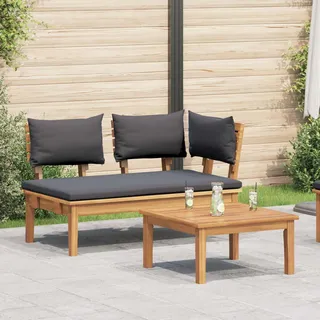 vidaXL Gartenbank und Tischset 2 stk. Grau und Braun Massivholz Teak - Grau