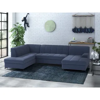 Home Affaire Wohnlandschaft Polyester U-Form 3-Sitzer Dunkelblau