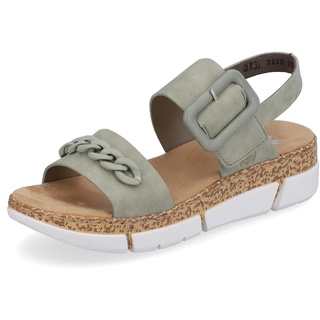 Rieker Damen Sandaletten V2350, Frauen Sandalen,Sommersandalen,bequem,Sommerschuhe,Freizeitschuhe,offene,Schuhe,Strandschuhe,grün (52),38 EU / 5 UK